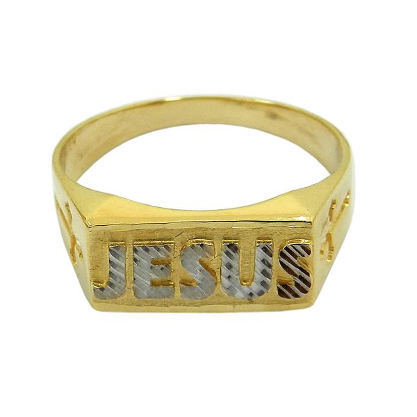 Anel de ouro 18k escrito Jesus