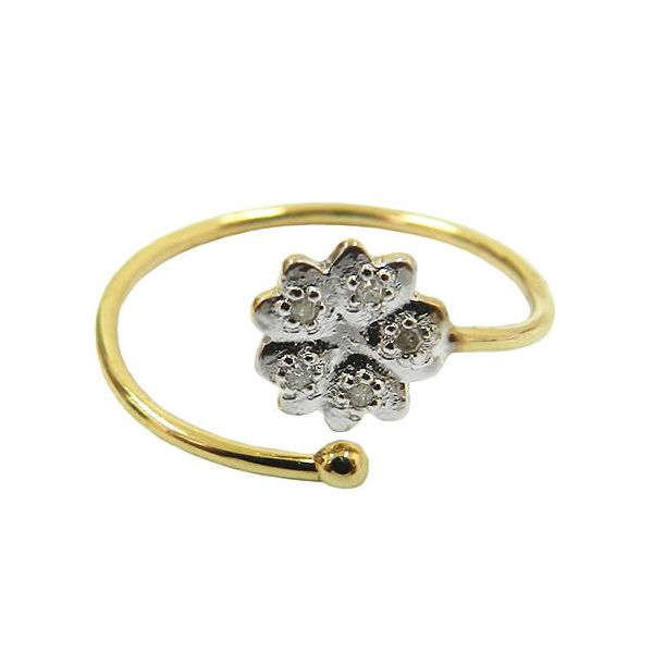 Anel de Falange Flor de Ouro 18k com Brilhantes