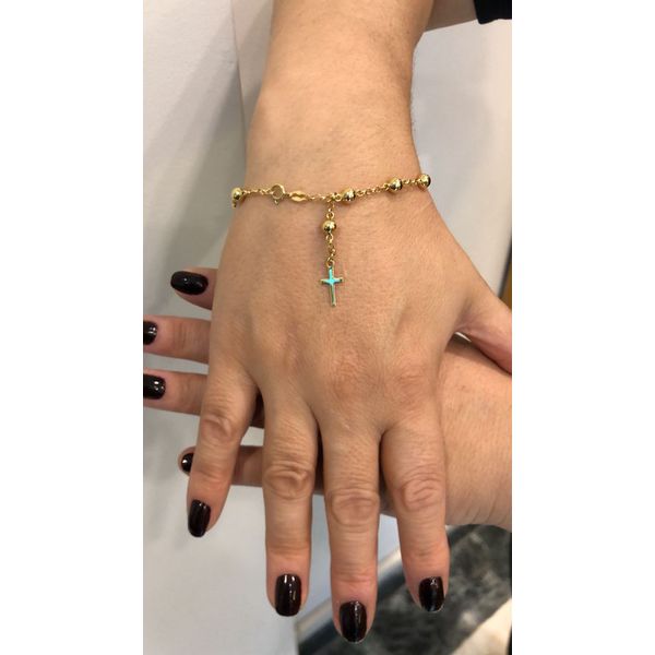 Pulseira em Ouro 18K Terço 11 Bolas de 5.0mm 4.6g