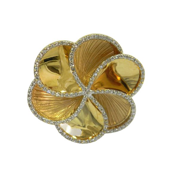 Anel em Ouro 18k Flor Grande com Brilhantes