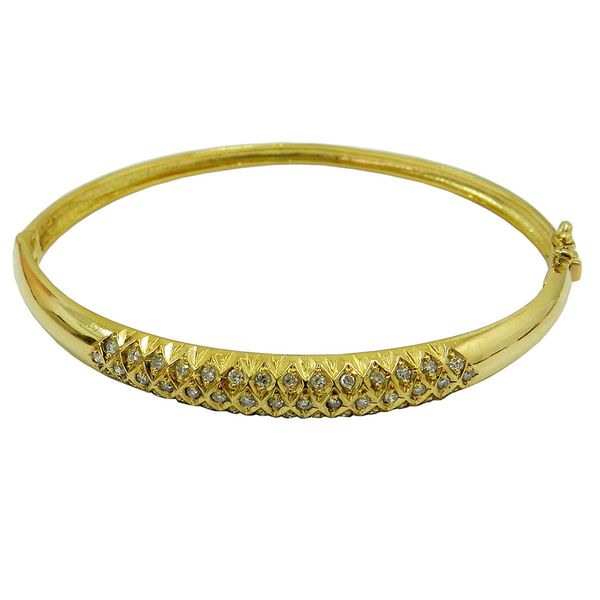 Pulseira Bracelete de Ouro 18k com Brilhantes 12.2g 