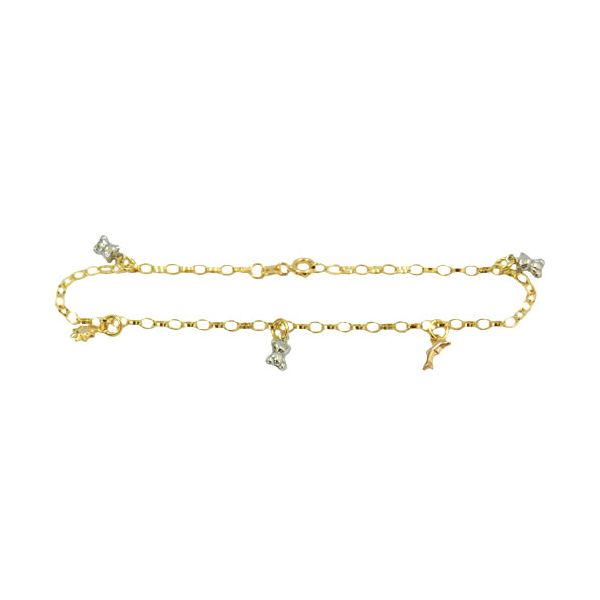 Pulseira Feminina de Ouro 18K com Pingentes Diversos