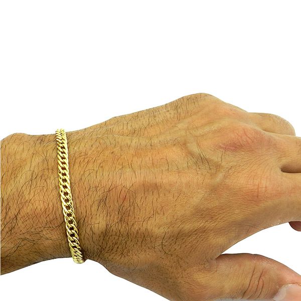 Pulseira Masculina em Ouro 18K Grumet Elo Duplo 