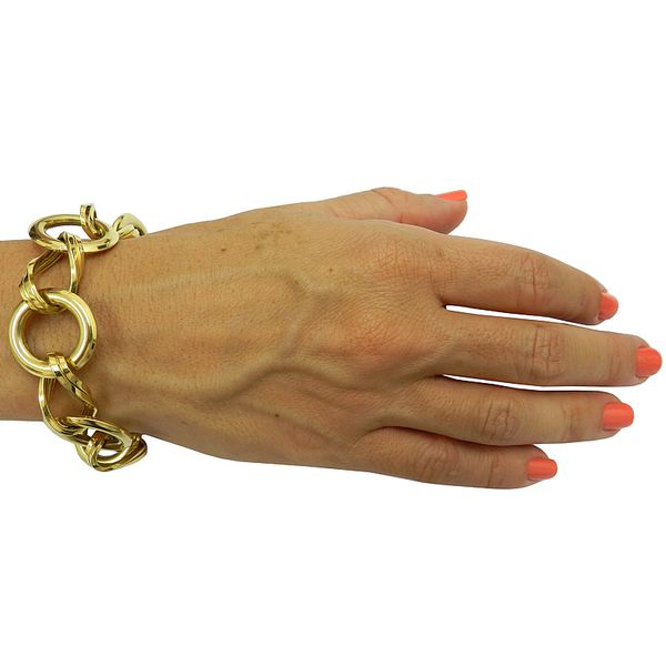 Pulseira Feminina Larga em Ouro 18k Design Italiano