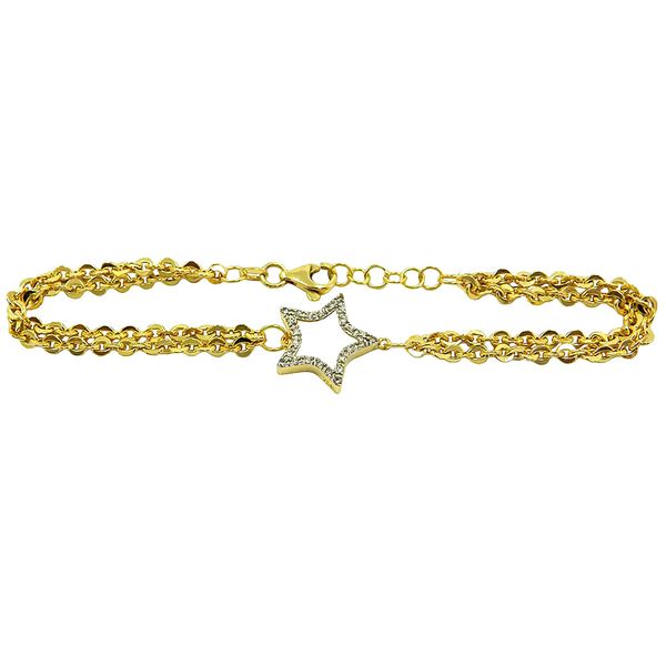 Pulseira Estrela em Ouro Branco e Amarelo com brilhantes 