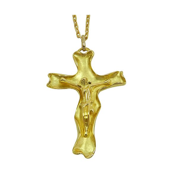 Crucifixo com Cristo em alto relevo Ouro 18K