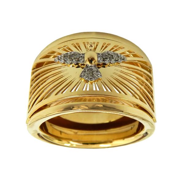 Anel Divino Espírito Santo de Ouro 18K com Diamantes