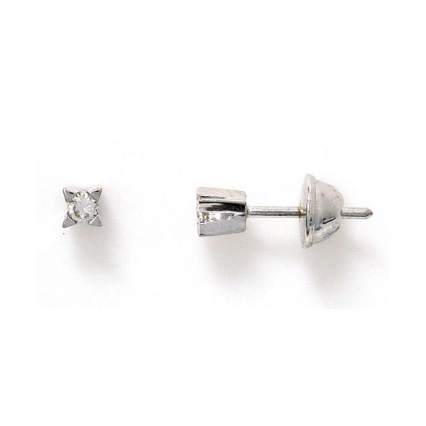 Brincos em Ouro Branco 18k 2 Brilhantes de 5 Pontos