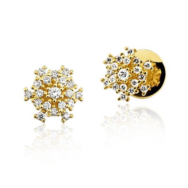 Brincos modelo Chuveiro de Ouro 18K com Diamantes