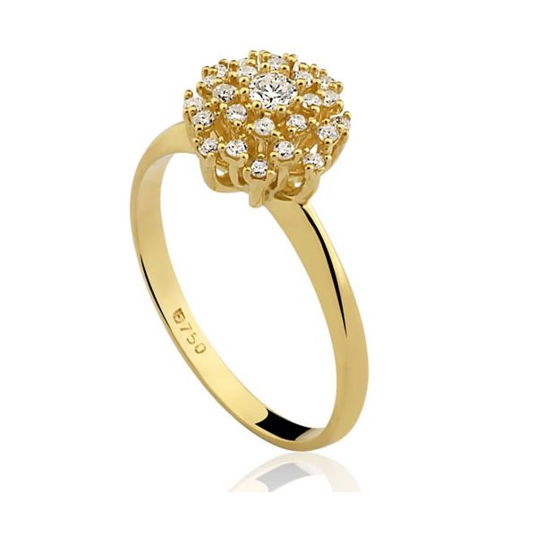 Anel Chuveiro de Ouro 18K com Brilhantes 