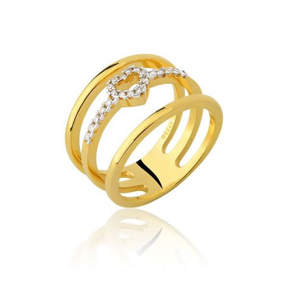 Anel de Coração em Ouro 18K com Diamantes
