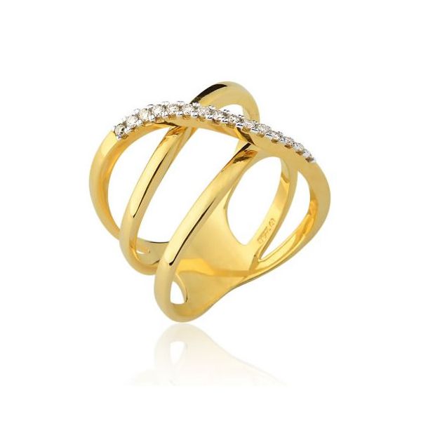 Anel Três Aros em Ouro 18K com Diamantes 