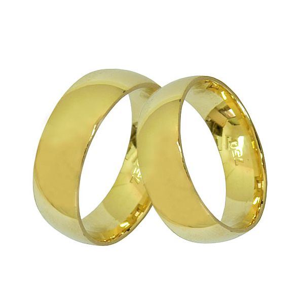 Alianças de Casamento em Ouro 18K Abaulada 6.0mm