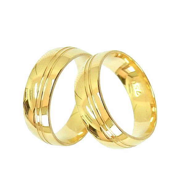 Par de Alianças de Noivado em Ouro 18K 750