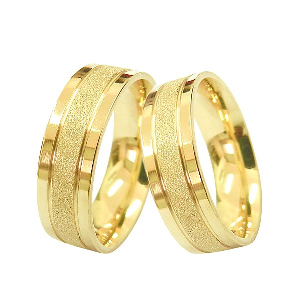 Aliança Polida e Fosca em Ouro 18K 6mm