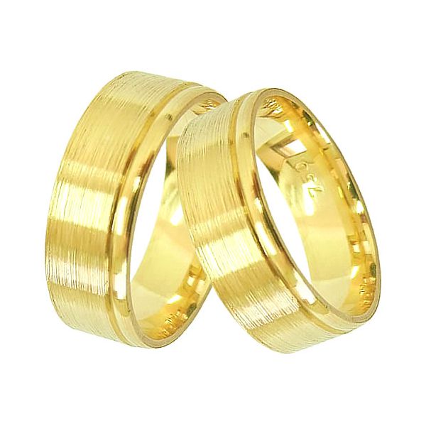 Par de Alianças de Casamento ou Noivado em Ouro 18K Escovadas