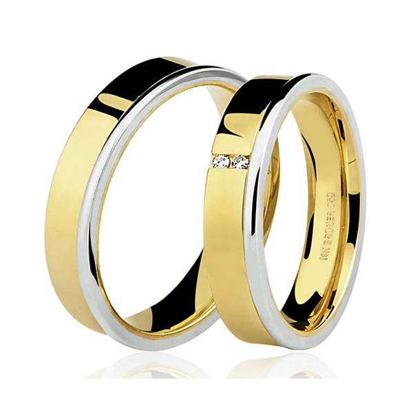 Alianças de Ouro 18k Bodas com Brilhantes 15.4g 4.9mm