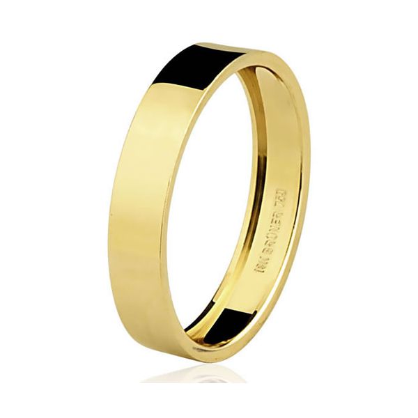 Aliança em Ouro 18k Retangular Polida com 5.0g e 4.0mm