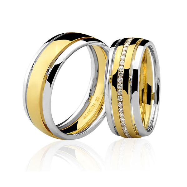 Alianças em Ouro 18K Bodas Prata Diamantes 13.8g 7mm