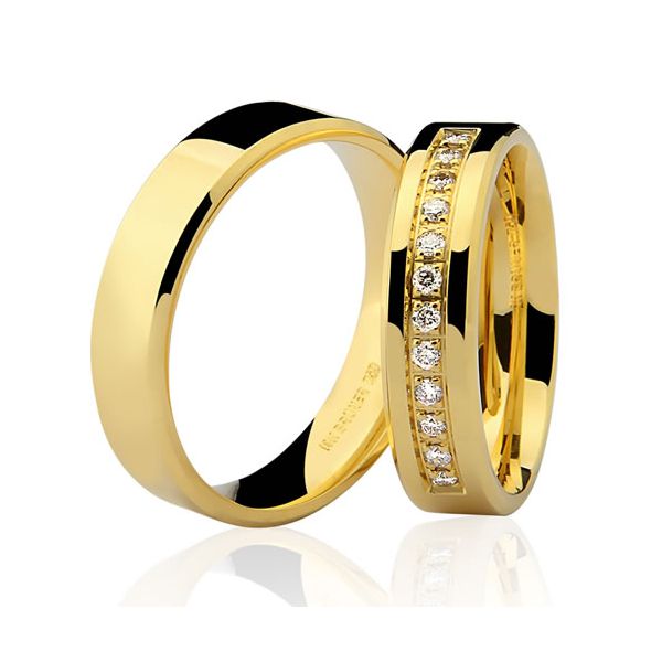 Aliança em Ouro 18K Retangular Anatômica 14.0g e 5.0mm
