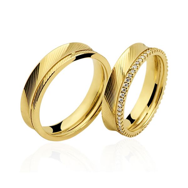 Alianças em Ouro 18k BRUNER com Brilhantes 10g 5.0mm
