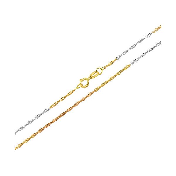Corrente em Ouro 18k Singapura 3 tons