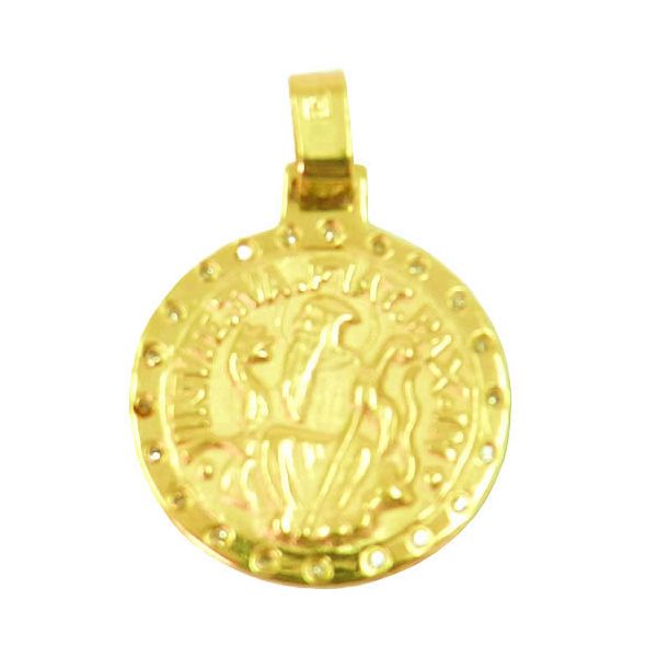 Pingente de ouro Medalha de São Bento com Brilhantes