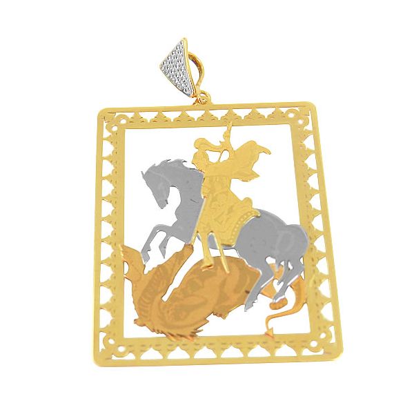Pingente de São Jorge de ouro 18k 40.0x30.0mm