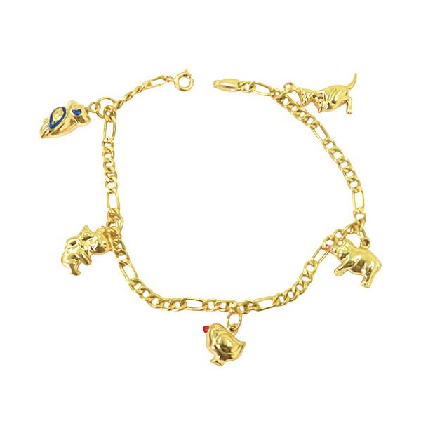 Pulseira em ouro feminina com Berloques 7.0g 3.2mm