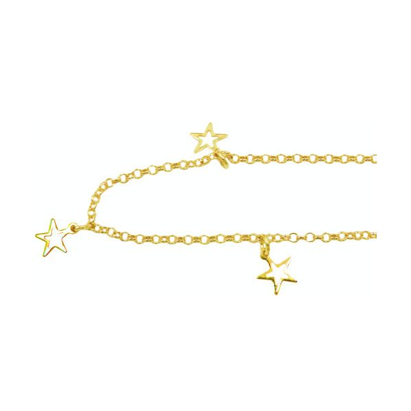Tornozeleira de Ouro com Estrelas Vazadas