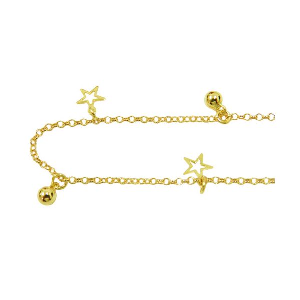 Tornozeleira de Ouro com Bolinhas e Estrelas