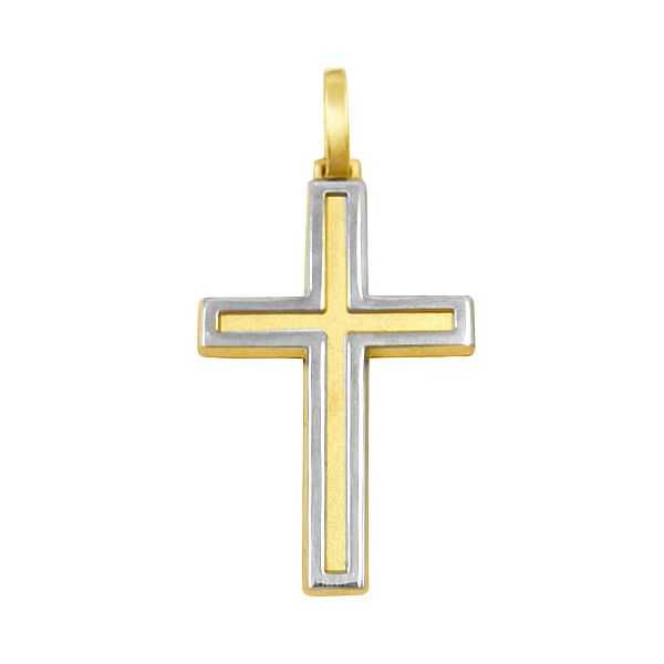 Cruz de ouro 18k com Bordas Ouro Branco 30.2mm