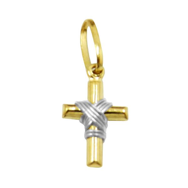Cruz em Ouro 18k com ouro Branco Pequeno 13.0 mm