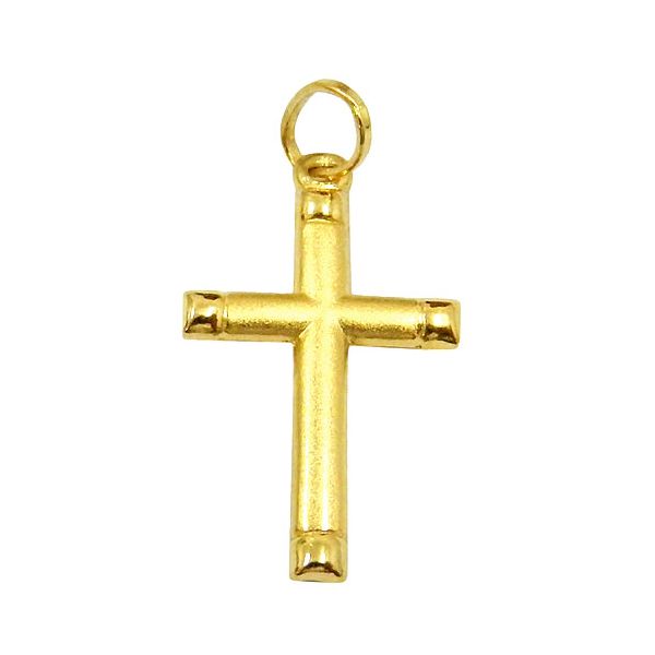 Pingente Cruz em Ouro Pequeno fosco com 17,5mm