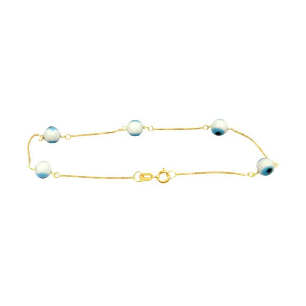Pulseira de olho grego em ouro 18K