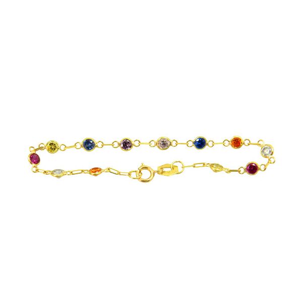 Pulseira infantil em Ouro com Padras Coloridas