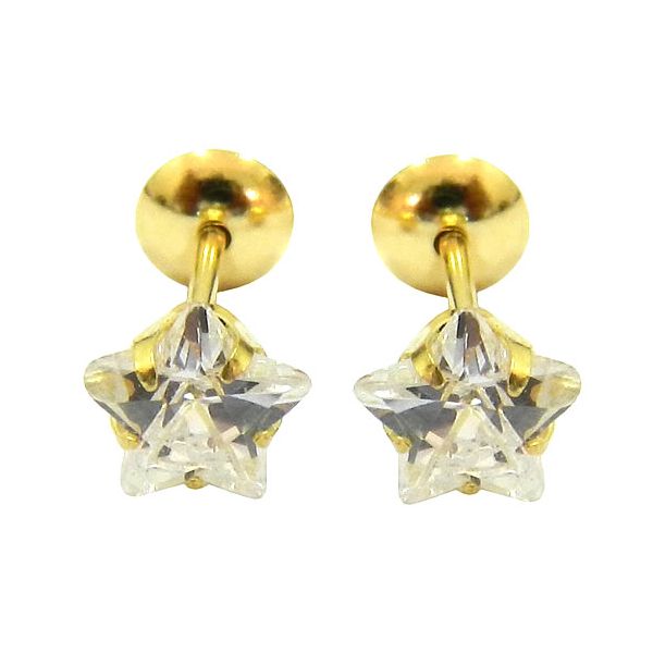 Brinquinho Infantil de Estrela em Ouro com Zirconia