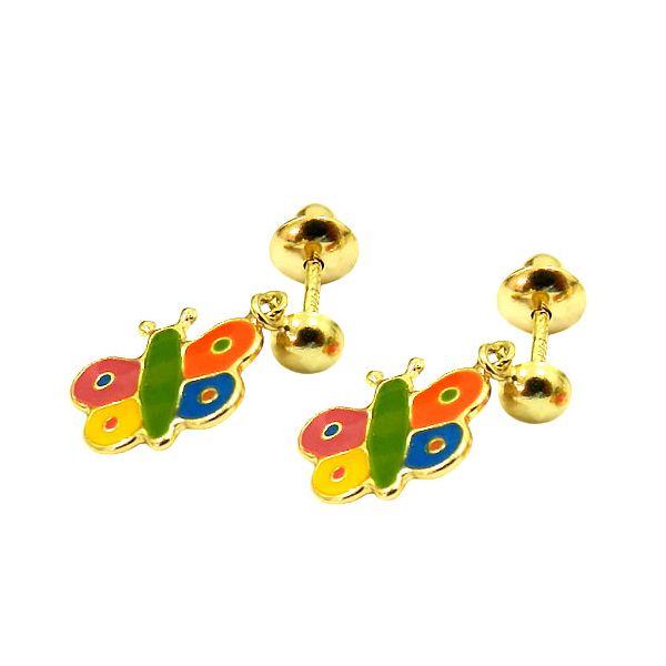 Brinquinho em Ouro Infantil Borboleta colorida
