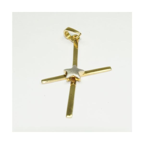 Cruz de ouro com Estrela em ouro Branco