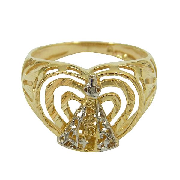 Anel Largo de Nossa Senhora Aparecida em Ouro 12.7mm