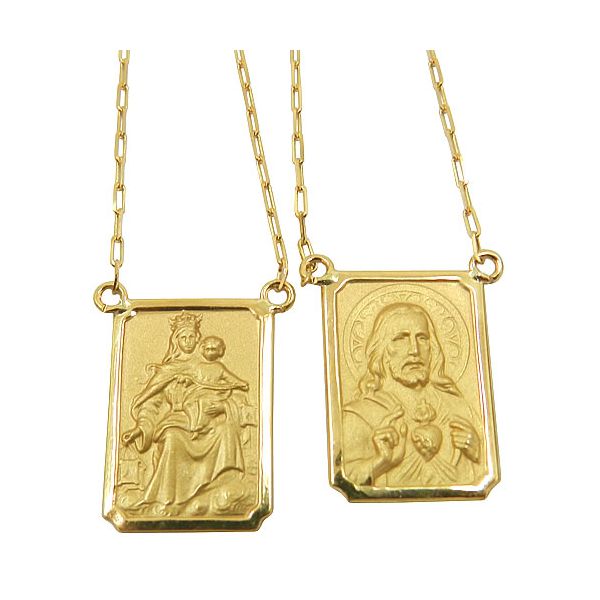 Escapulário de Ouro 18k Retangular Grande