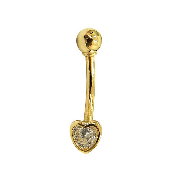 Piercing de Coração em Ouro com Zircônia