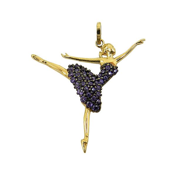 Pingente Bailarina de Ouro 18K com Zircônia 