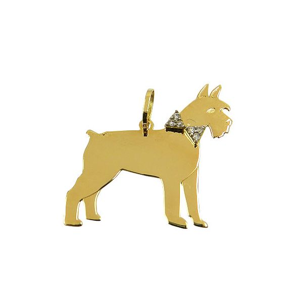 Pingente de Cachorro em Ouro 18K com Brilhantes 1,1g