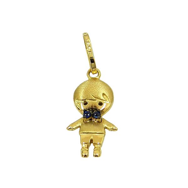Pingente Menino em Ouro 18K com Safiras