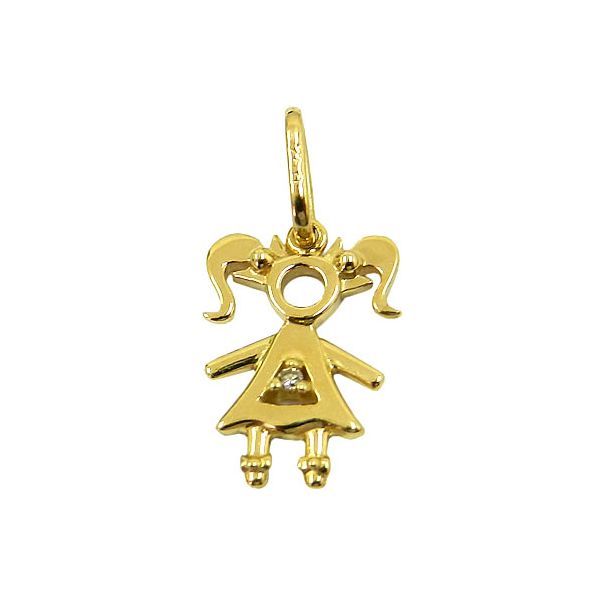 Pingente Menininha em Ouro com Brilhante