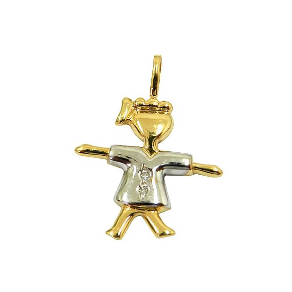 Pingente em Ouro com Brilhantes Menina