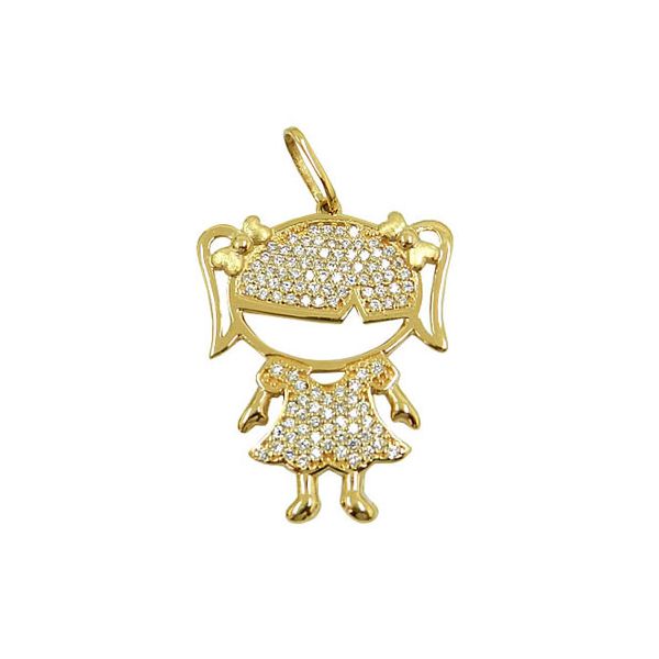 Pingente de Ouro 18K com Zircônia Menina