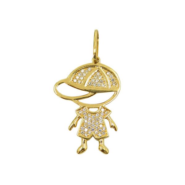 Pingente em Ouro 18K com Zircônia Menino