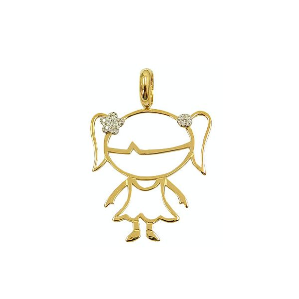 Pingente de Ouro com Brilhantes Menina 